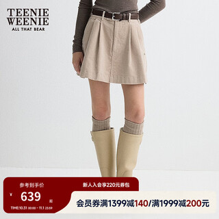 Teenie weenie bear women's skirt 2025 autumn new elegant a-line pleated skirt khaki s