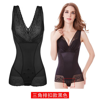 Tingmeinianhua body shaping bra women's belly controlling waist shaping body shaping one-piece body fitting slimming tummy black without breast pad triangular buckle (buy one get one free) s (recommended 65-80 jin jin equals 0.5 kg)