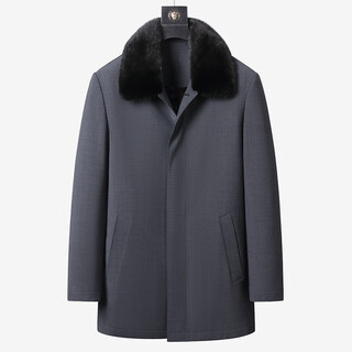 Barberon men's mink coat, mink lining, nickel lapel, thick fur coat for middle-aged and elderly fathers, dark gray + black mink lining + rabbit fur sleeves 4xl (190) recommended weight 170-185 jin jin equals 0.5 kg
