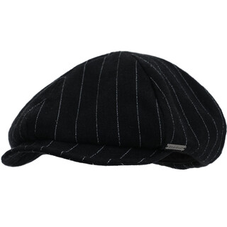 Kenmont linen texture peaked cap, lightweight forward hat, women's fashionable retro beret-like versatile painter's hat, hepburn black m, suitable for head circumference 55c-58cm