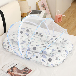 Other newborn bed-in-bed comfort sleeping nest crib anti-pressure and anti-mosquito convenient outdoor baby travel bed with mosquito net cover blue rocket