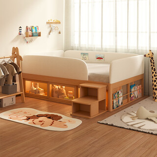 Colorfree solid wood children's bed for boys and girls with drawers high box storage fence small apartment tatami solid wood high box bed (without fence) 1350mm*2000mm
