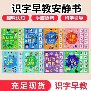 数字酷幼儿识字早教安静书宝宝粘贴书儿童魔术贴卡片益智玩具hjh 福利冲量【全套8大主题】 启蒙识字安静书【共8本】