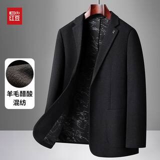 Red bean sheep wool + goose down men's suit autumn and winter warm plus plus size men's single suit woolen jacket black gray thick section m 170