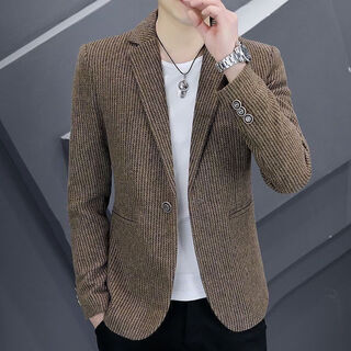Yishion men's korean fashion slim-fitting suits for men in spring, spring and autumn, handsome and personalized small suits, trendy, casual and versatile, khaki m 106jin jin is equal to within 0.5 kg
