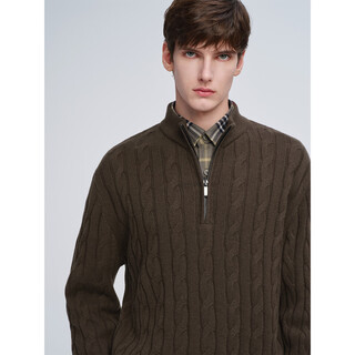 Giovanni valentino autumn and winter half turtle collar zipper style full wool twist sweater men's casual loose sweater brown s