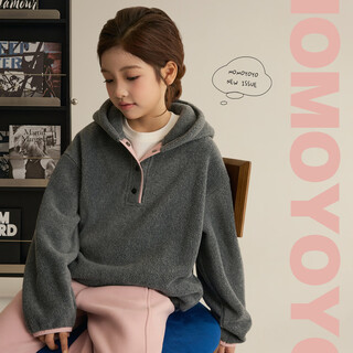 Chenchenma shuguang girls' polar fleece hooded sweatshirt winter new half open collar contrast color warm loose jacket 8902d