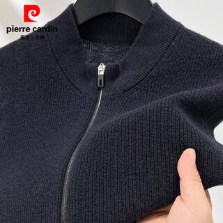 Pierre cardin 100% wool vest cardigan men's stand-up collar solid color autumn and winter sweater sleeveless vest middle-aged and young thick vest top