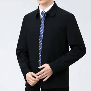 Spring and autumn new style 2025 new autumn lapel men's solid color jacket casual clip hot selling executive business loose spring and autumn - black zipper version xl recommended weight 120-135jin jin is equal to 0.5 kg
