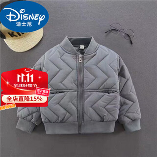 Disney boys autumn and winter clothing 2025 new children's jackets cotton jackets children's fashionable baseball uniforms children's clothing cotton clothes trendy gray 90 (upgraded) half a size small