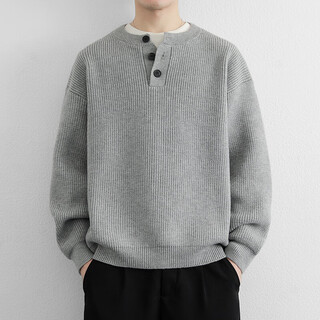 Apocalypse century henry collar fashion simple high-end knitted sweater men's lazy style boys sweater 2025 autumn and winter trend 2555 light gray m recommended 100-120jin jin equals 0.5 kg