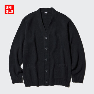 Uniqlo men's and women's soft sheep wool v-neck knitted cardigan/sweater sweater jacket 469402 09 black l /175/100a