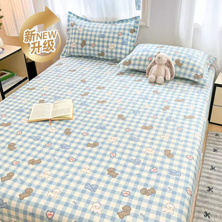 Pupan pure cotton bed sheet single piece 100 cotton student dormitory single bed sheet for children girls and boys alone 1.5 meters, upgraded thickened and durable cheese dog mlf quality inspected 40 count combed long-staple cotton sheet single piece suitable for small crib