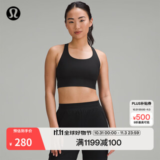 Lululemon丨energy women's wide shoulder strap long sports bra wicking lw2ebpa black s