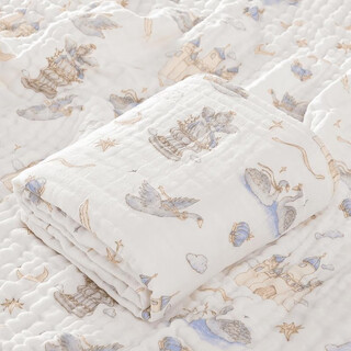 Half-woven peach newborn baby pure cotton bath towel baby gauze blanket kindergarten children's towel bath towel air conditioning blanket package blue dream-110*110cm 6 layers baby universal