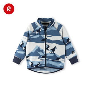 Reima finland reima2025 new autumn and winter new products for boys and girls printed fleece warm and comfortable cardigan sweatshirt navy blue-6981 104 cm