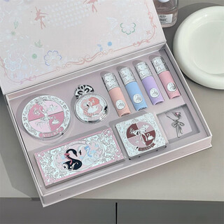 Hua zhi hua zhi makeup gift box xiao a complete set of cosmetics lip glaze eyeshadow palette for bestie and wife’s birthday and valentine’s day gift ballet pink makeup gift box nine-piece set + gift bag