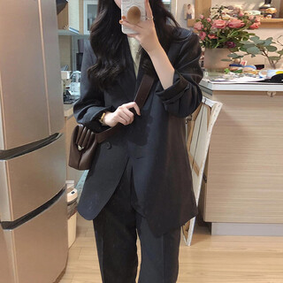 Garnuo chaqueta de traje pequeña negra para mujer 2026 principios de primavera y otoño nuevo estilo coreano pequeño traje casual corto de alta gama negro s 80-100jin jin es igual a 0,5 kg