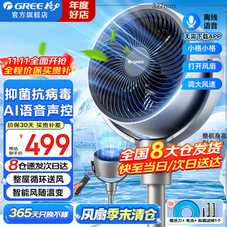 Gree electric fan household air circulation fan dc frequency floor fan desktop small fan intelligent remote control timing fan office bedroom living room exhaust fan air conditioning companion fxdz-2072bvg3 (voice intelligent control + antibacterial and antiviral)