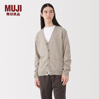 Muji men's wool washable high-gauge v-neck cardigan men's knitted sweater autumn and winter 25 years aa0pha5a oatmeal color l (175/100a)