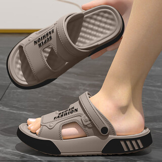 Pull-back sandals for men 2025 new summer outer wear non-slip and wear-resistant driver's driving breathable outdoor beach sandals and slippers for men khaki color non-slip and wear-resistant two-wear design can be worn for driving 42 43 suitable for 41/42 feet