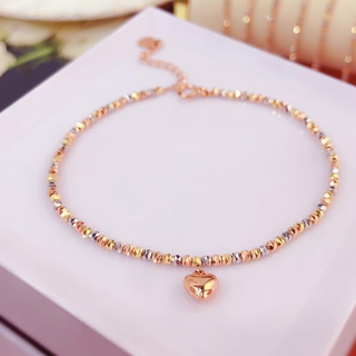 Menbin lao fenghuang gold store 18k rose gold plated plain gold bracelet three-color gold bracelet colored gold glossy peach heart versatile time 6+