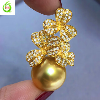 Shantou lincun quality south sea gold bead pendant philippine thick gold seawater pearl 1213mm perfect round bead 14mm