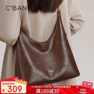 C.banner cowhide bag women's tote bag large capacity one-shoulder cross-body light luxury birthday gift high-end for girlfriend and wife