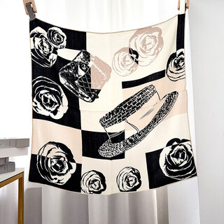 Classic black and white camellia silk wool scarf for women four seasons chinese square scarf double-sided silk scarf csqy new modern mountain tea jd classic modern rose mountain tea limited to 200 copies, limited time bonus exquisite gift box