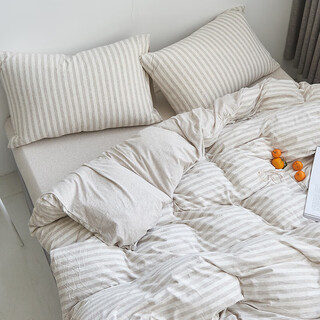 He jiagong tianzhu cotton quilt cover single piece pure cotton 1.5x2mx2.3 single 200x230cm220x240 quilt cover 180x200 light coffee medium strip baby quilt cover single piece 120cm*150cm