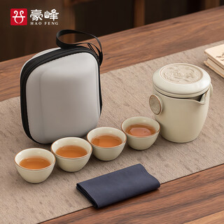 Haofeng 2025 new ru kiln outdoor portable quick cup complete tea set set teapot tea cup as a gift