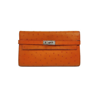 Hermes (hermes) second-hand 95 new hermes (hermes) kelly ostrich leather wallet has been cared for size 20*11*2.5 b9080 can be modified to be worn cross-body
