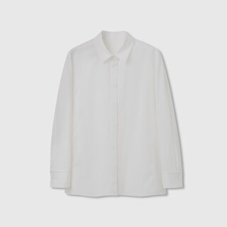 Ayukoayuko long-termism 80 count long-staple cotton satin weave slightly waist slimming minimalist small version shirt for commuting cloud white-ready stock 48 hours delivery 36