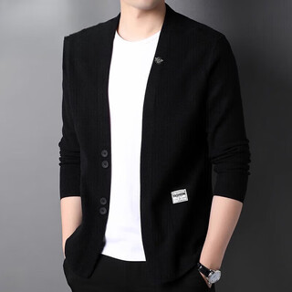 Ax armani cardigan men's sweater high-end light luxury sweater spring and autumn outer sweater men's jacket black m 170