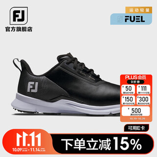 Footjoy golf shoes men's shoes fj new fuel sports lightweight spikeless golf shoes sports non-slip wear-resistant shoes 55421-black/black/white size 42 = us size 8