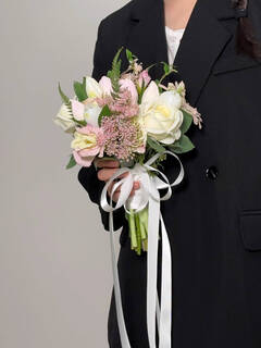 Fantasy korean bouquet, bride's wedding ceremony bouquet, white artificial flower bestie gift, wedding photo certificate props, white pink fantasy bouquet (recommended for indoor wedding)