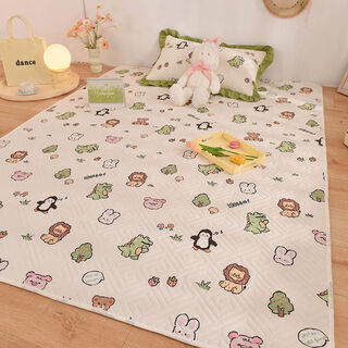 Class a pure cotton crawling mat protective cover anti-slip bed sheet baby crawling mat machine washable floor mat cloth cover 150*200cm corner straps plus anti-slip particles manny bear