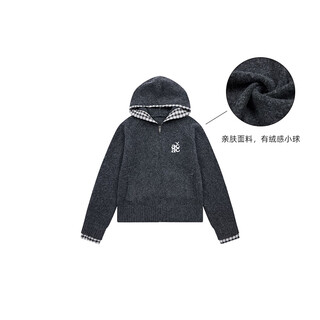 A chock achock official store acac series trendy brand hooded sweater loose lazy style knitted sweater couple coat gray m
