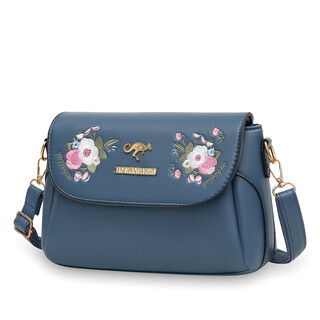 Kangaroo 2025 new genuine leather texture women's bag mom bag trendy fashion women korean version versatile soft leather crossbody coin bag embroidered blue other colors contact customer service