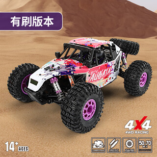 华米度rc遥控汽车电动四驱沙漠卡车高速越野车专业成人儿童暴力赛车礼物 1:12有刷沙漠卡/粉红色