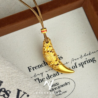 Maiyong old phoenix 999 new chinese style national trend design auspicious cloud animal tooth pendant ancient sand gold hollow crescent pendant with word 