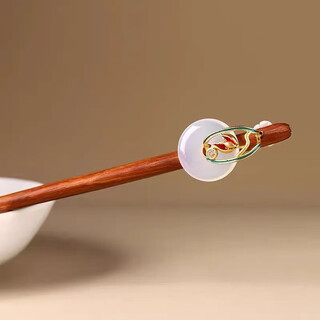 Fayouman red sandalwood hairpin new chinese style agate safety buckle daily simple hairpin hair cheongsam new year red accessories yanyu jiangnan