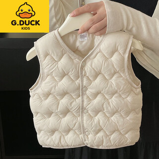 G.duckkids little yellow duck children's down cotton vest for boys and girls baby autumn and winter new vest baby thickened warm big child can beige 90