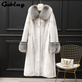 Gu bing imitation mink coat imitation fur coat women's long silver cross imitation mink eco-friendly fur fur women's casual lapel style m