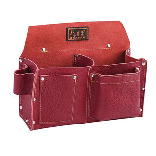 Xianang pure cowhide tool bag woodworking nail pocket first layer cowhide nail pocket large capacity nail bag multi-functional wear-resistant and durable free double pockets with red