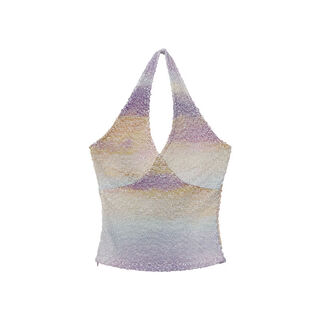 Our store's gradient camisole women's spring new sexy slim-fitting hanging neck short top purple s