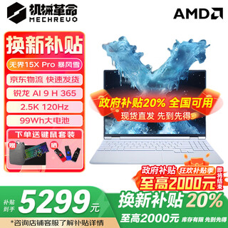 机械革命（MECHREVO）无界15X Pro 高性能轻薄本学生设计办公游戏笔记本电脑 暴风雪商务轻薄本 无界15Xpro AI 9H 365 暴风雪 16G内存+1T固态