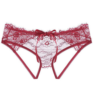 Lace panties feminine ultra-thin low-waist hollow briefs thong a style red one size