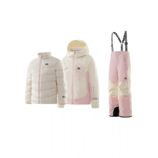 Lengshan 拋毇佃晟hanhigh children's ski clothing overalls suit warm three-piece waterproof waterproof practice 25_26 spot_three-piece set-pebble baili m