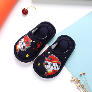 Lidani paw squad baby cotton slippers autumn and winter anti-slip children's indoor cotton shoes for 2 years old boys and girls 2038 linen paw squad navy blue fur 13.5 inner length cm__160 code_about 1-1.5 years old